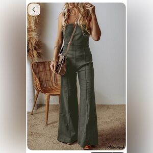 Olivia M Olive Green Wide-Leg Jumpsuit